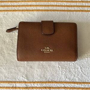 Coach Tan Leather Compact Wallet